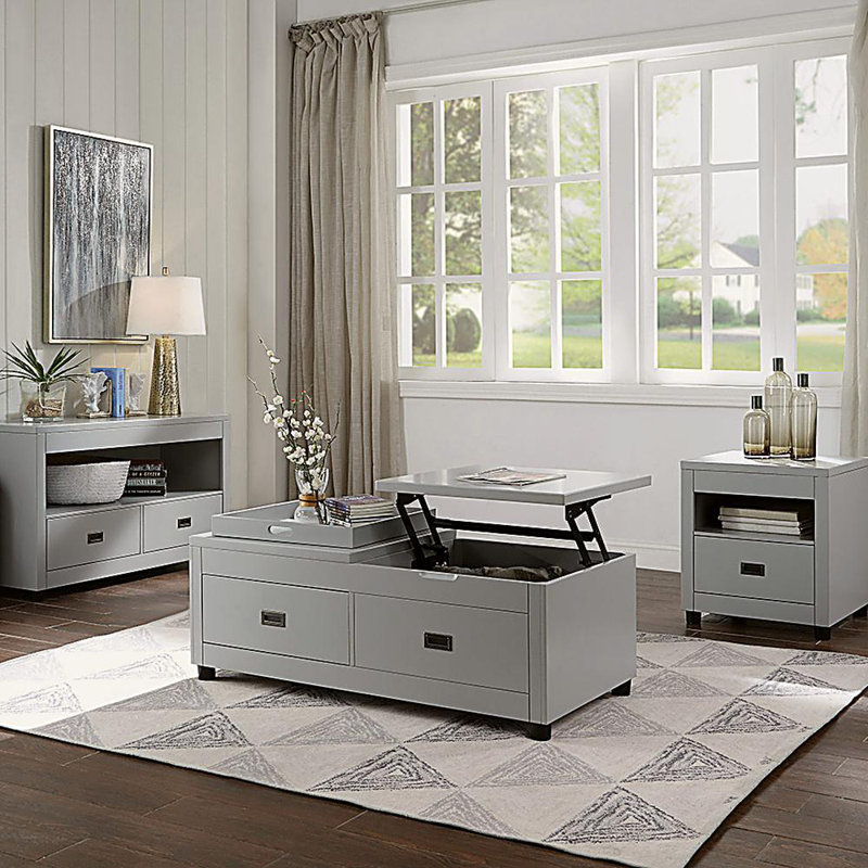 Table de bout avec rangement gris colombe