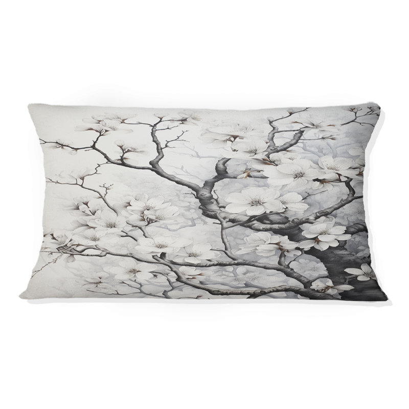 Coussin décoratif gris à motif d'arbres gris et blanc I - Trees