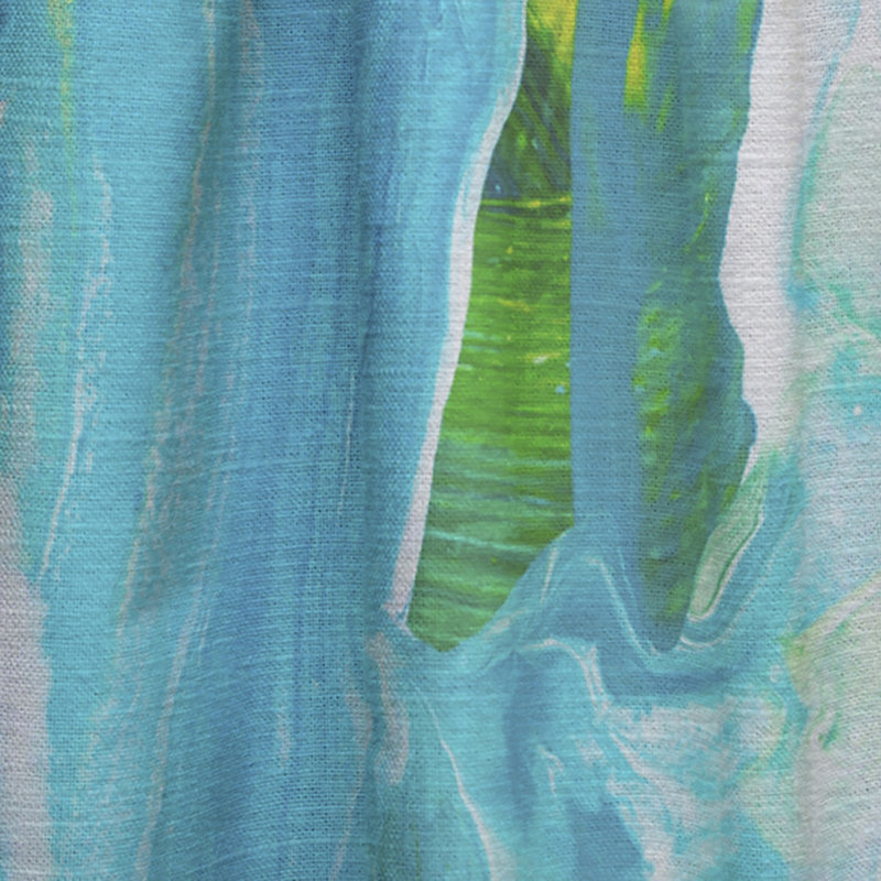Encre abstraite bleue et verte - Rideau en velours moderne - obscurcissant - 1 panneau