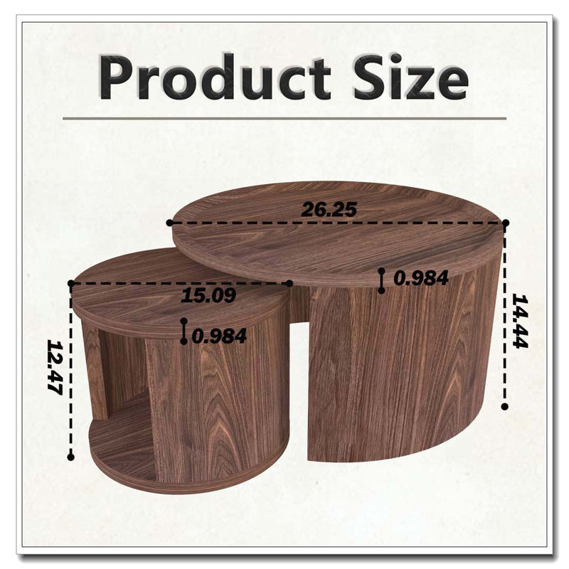 Ensemble de tables basses rondes, Natural Wood