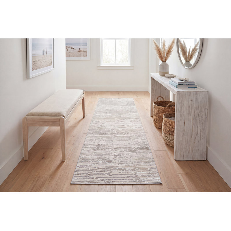 Gadberry 17548-890 BEIGE / GRIS, Tapis de couloir 2 pi 2 po x 7 pi