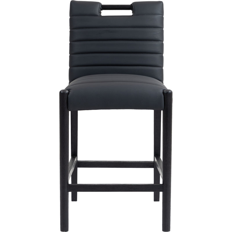 Jaynia Vegan Leather Counter Stool, Natural, Black Vegan Leather