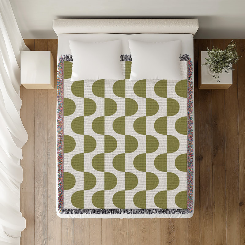 Jeté en coton Demi, Chartreuse, 50 x 60