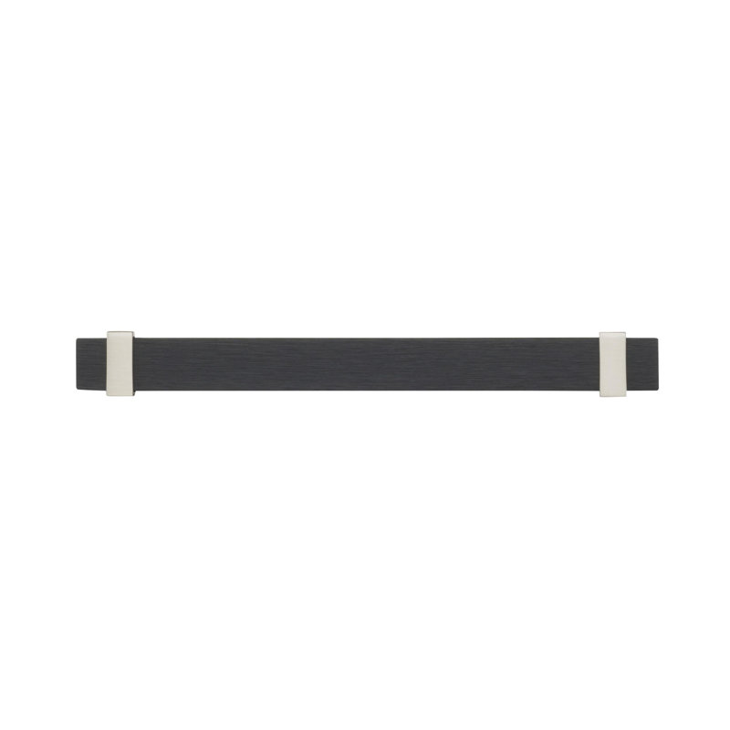Poignée barre Overton, Noir mat brossé / nickel satiné, 6 5/16 po D'un centre à l'autre