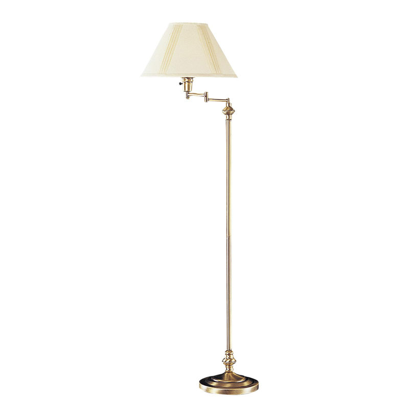 Herrington 59'' Swing Arm Floor Lamp, Antique Brass