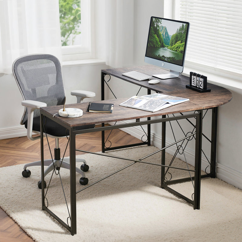 Table de travail d'écriture en L pour bureau à domicile, Grey