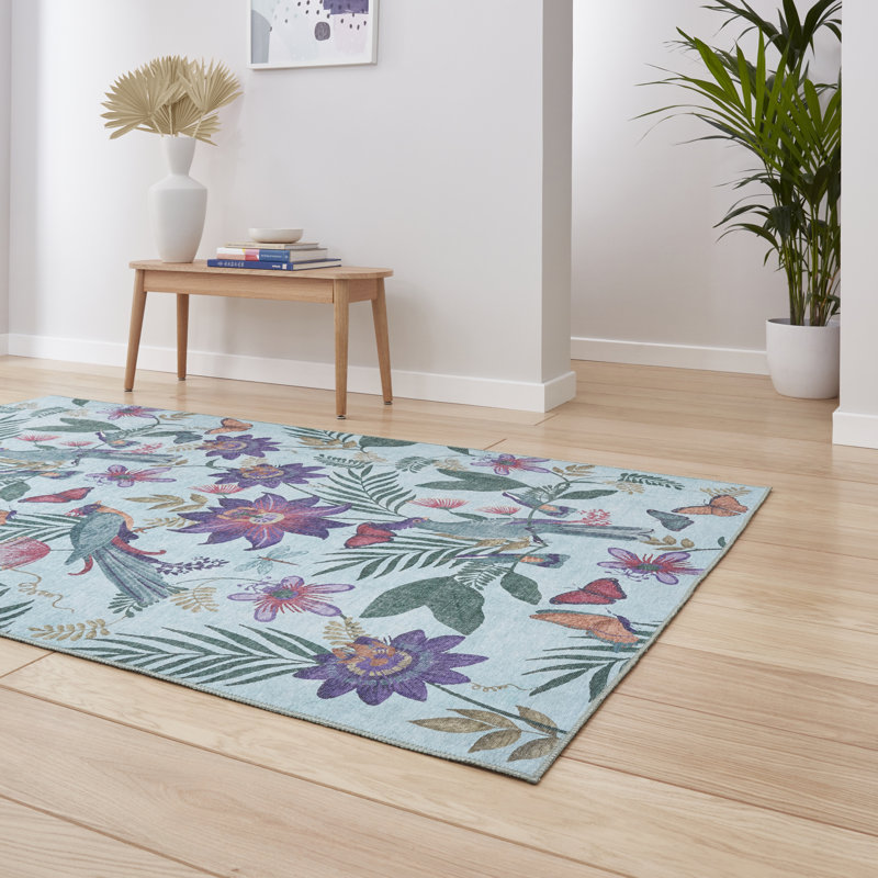 Catherine Lansfield Amaya Tropical Birds Washable Rug, Rectangle 76 x 150 cm