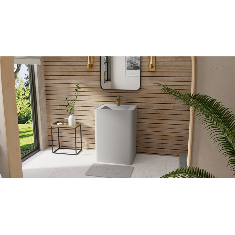 Lavabo de salle de bain sur pied Badeloft, Gris mat