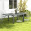 Table de salle à manger extensible gris foncé, 41 po à 83 po, avec structure en aluminium et plateau en acier effet bois pour 6 8 personnes