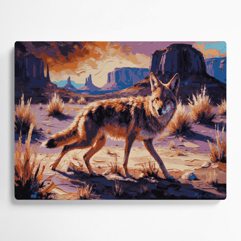«Southwestern Animals» Coyote 12, art mural en métal mauve, H 24 po x l 36 po