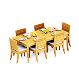 7 Pcs Grade-A Teak Wood Dining Set: 83" Rectangle Table And 6 Atnas  Armless Chairs #11AT1800