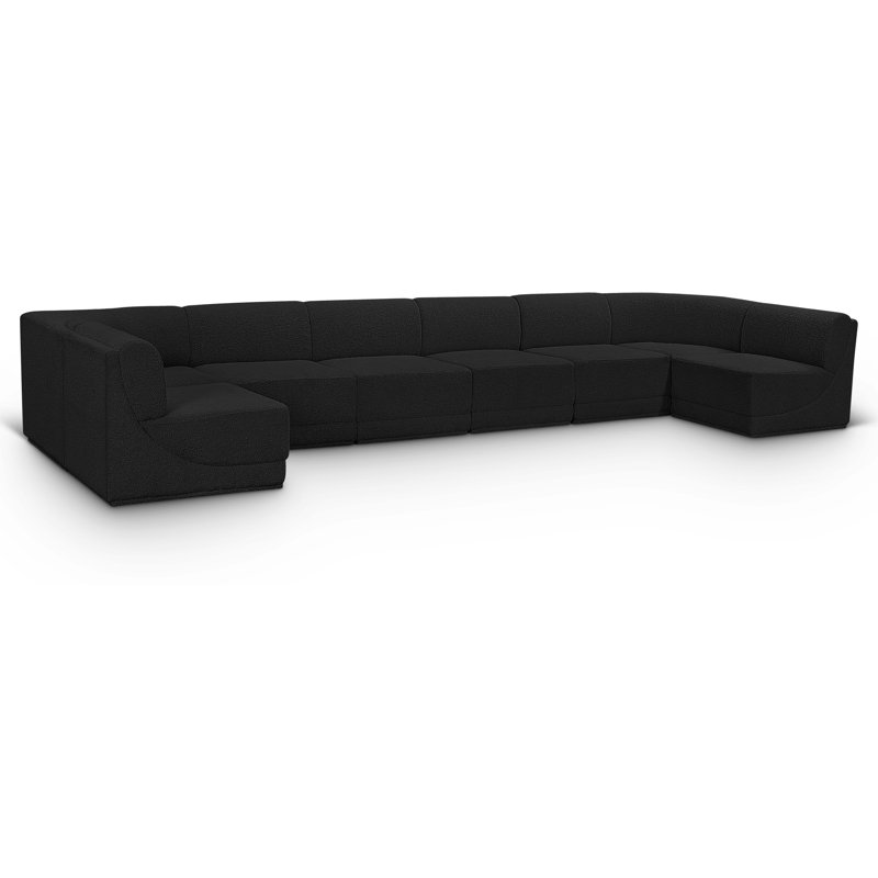 Canapé modulaire rembourré 8 pièces Ollie, Tissu bouclé noir