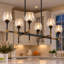42" 6-Light Linear Crystal Chandelier in Bronze & Brass for Dining Room & Kitchen Island-663265953-663265955
