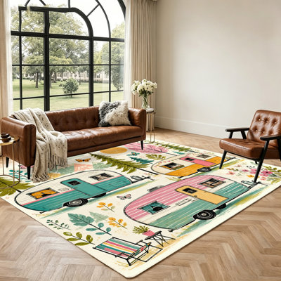 Tapis rétro de style VR, tapis d'extérieur vintage pour VR, tapis de sol coloré sur le thème du voyage, tapis d'intérieur pour salon, chambre, terrasse, décoration et accessoires de maison, tapis