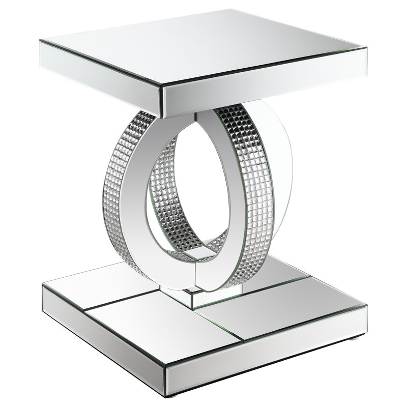 Kallem Mirrored Glass Top End Table