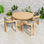 Ensemble repas d'extérieur 5 pièces avec table ronde en bois d'acacia et 4 fauteuils demi-tonneau-129444707