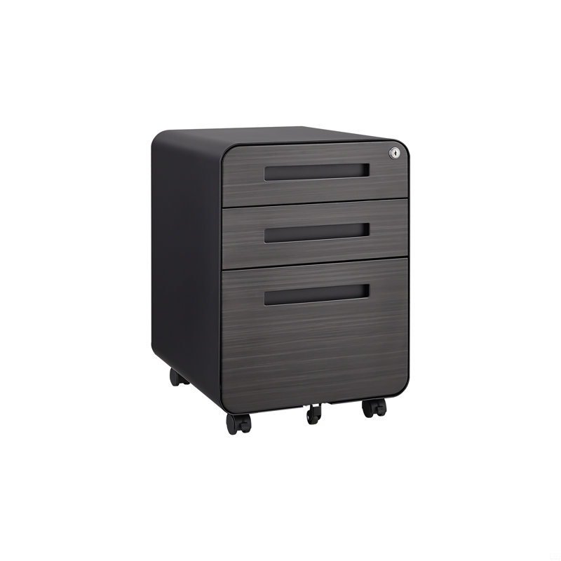 Classeur mobile 3 tiroirs sous le bureau, armoire de rangement polyvalente de style simple, Noir