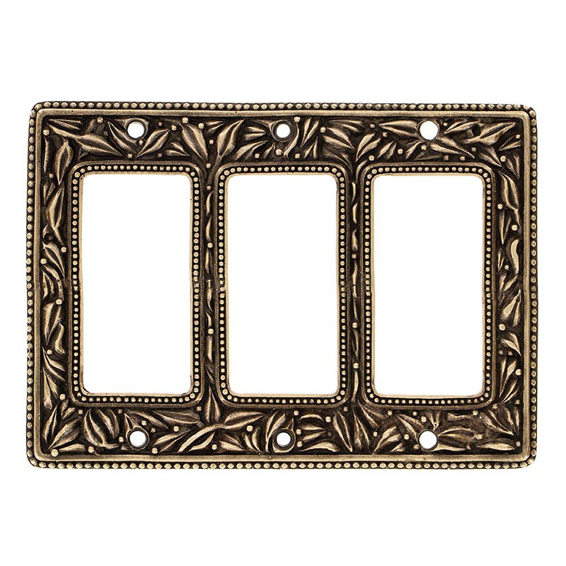 San Michele 3-Gang Rocker Combination Wall Plate, Antique Gold, 4.5" H x  6.25" W x 0.25" D