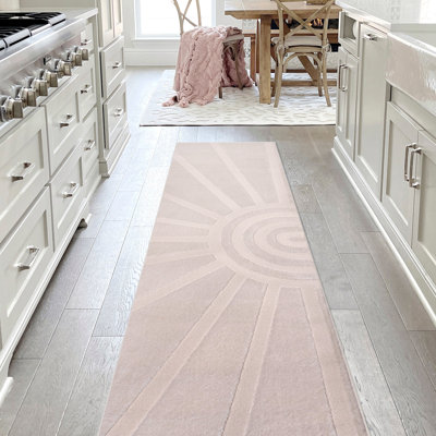 Tapis blanc / crème Banesa Mid-Century scandinave
