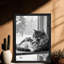 Reproduction d'art encadré noir avec chats rétro blottis ensemble dans une ambiance chaleureuse-1329299685