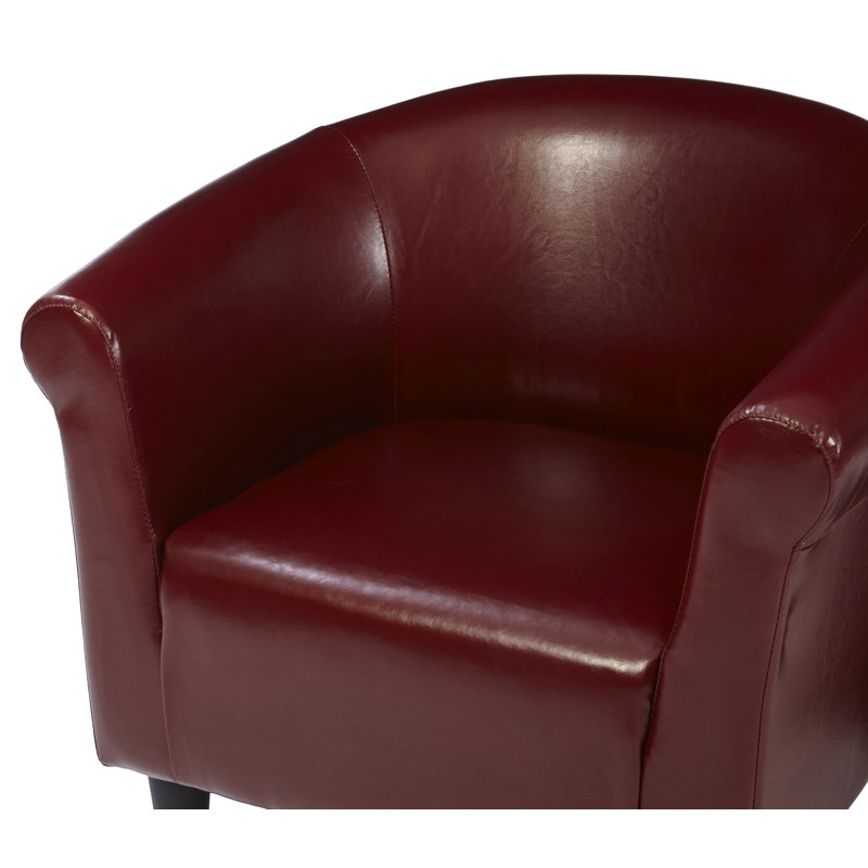Fauteuil demi-tonneau l 30,5 po Liam, Similicuir rouge merlot