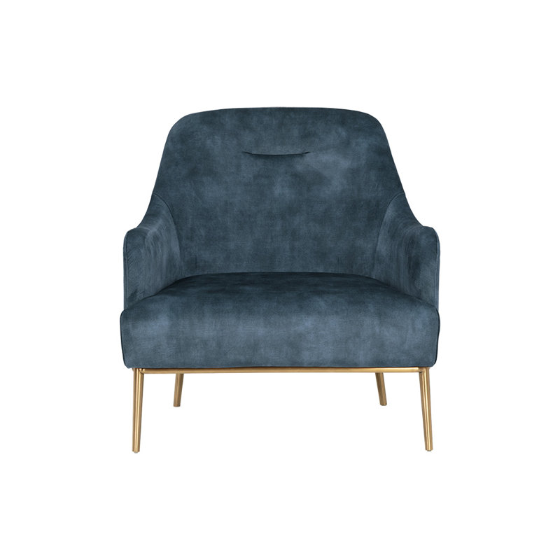 Cameron Lounge Chair, Blue Polyester