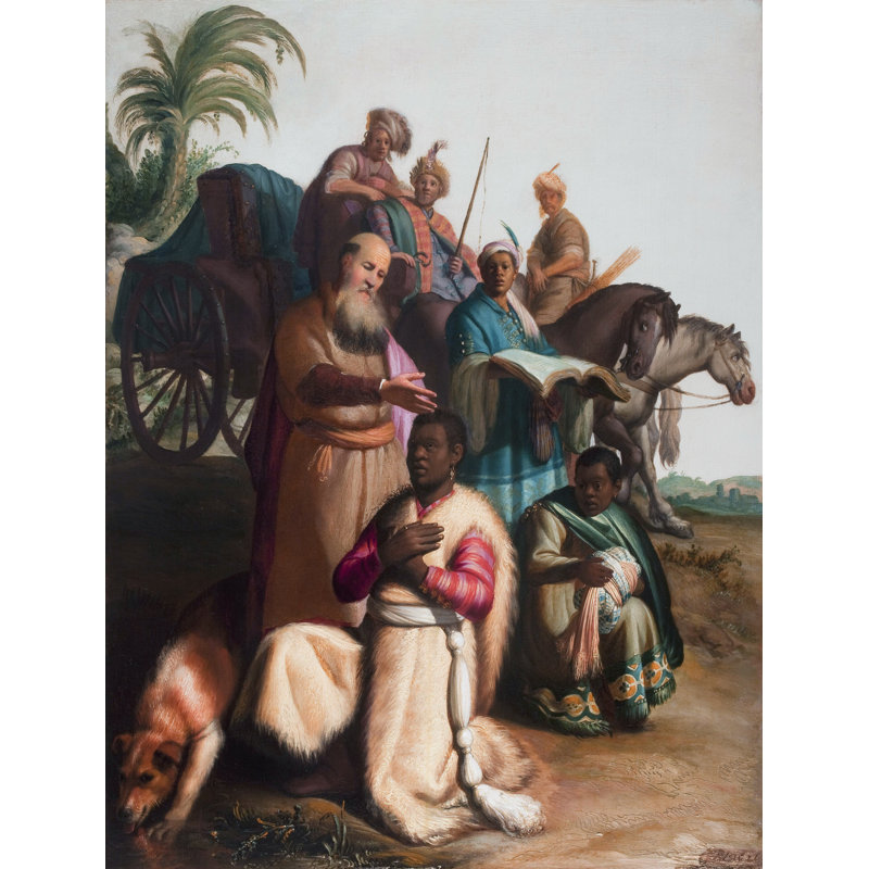 The Baptism Of The Eunuch by Rembrandt Van Rijn - Wrapped Canvas Print, 46cm H x 31cm W
