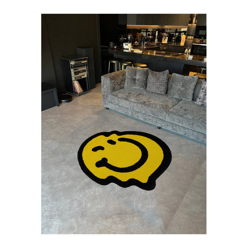 Tapis jaune tissé Mosso, 4'11" x 4'11"