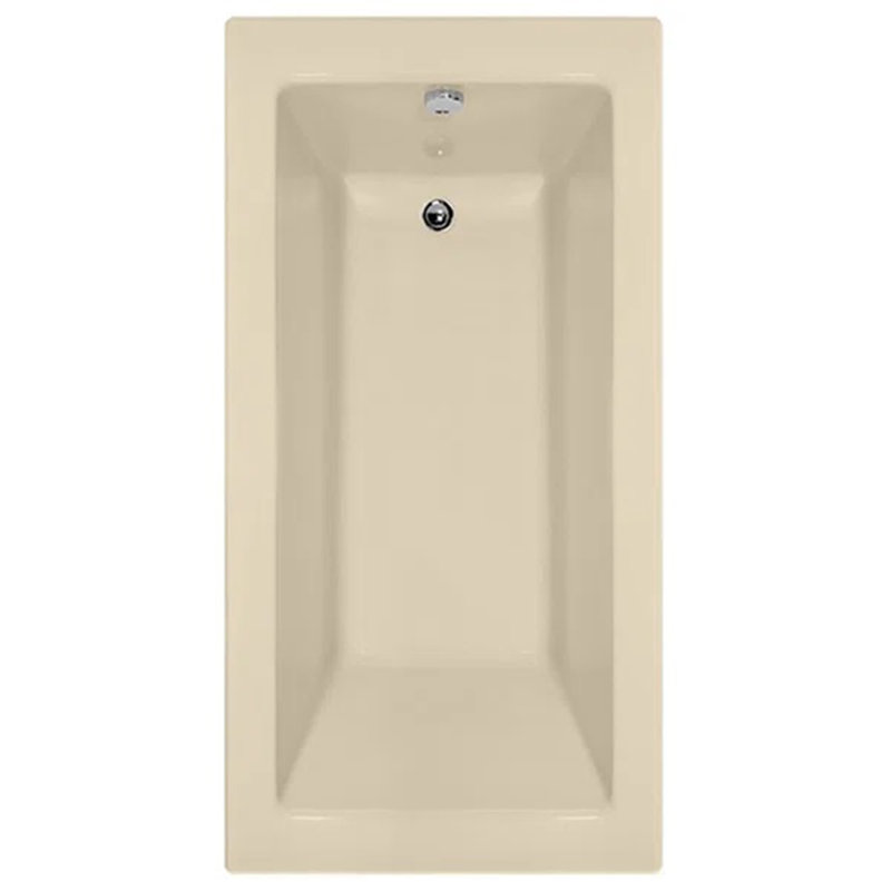 Sydney 66'' L Air Bathtub, Bone, Right, Satin Brass