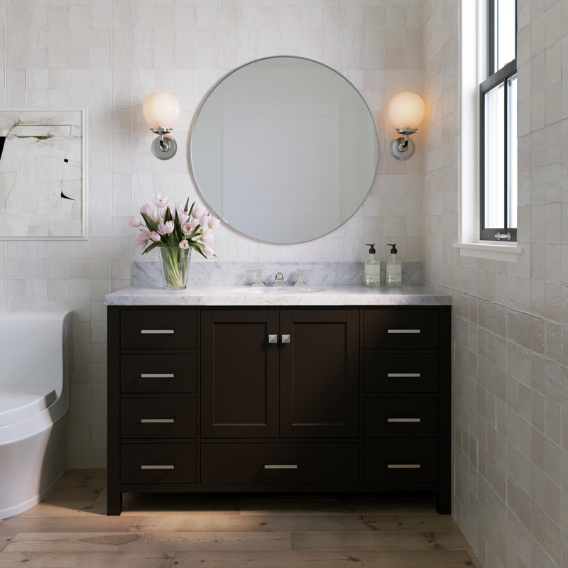 Ensemble de meuble-lavabo simple 55 po Cambridge, Espresso / nickel brossé