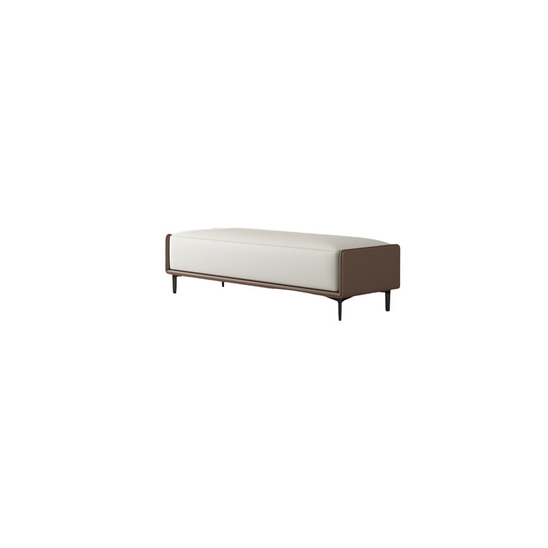 Banc rembourré en similicuir Custom Home, H 16,53 po x l 47,24 po x P 15,74 po, Café / blanc cassé