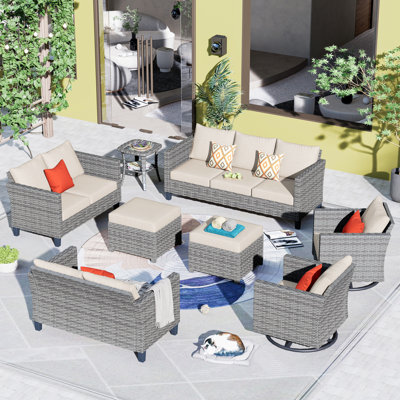 Rhyis 9 - Person Patio Conversation Set with Cushions