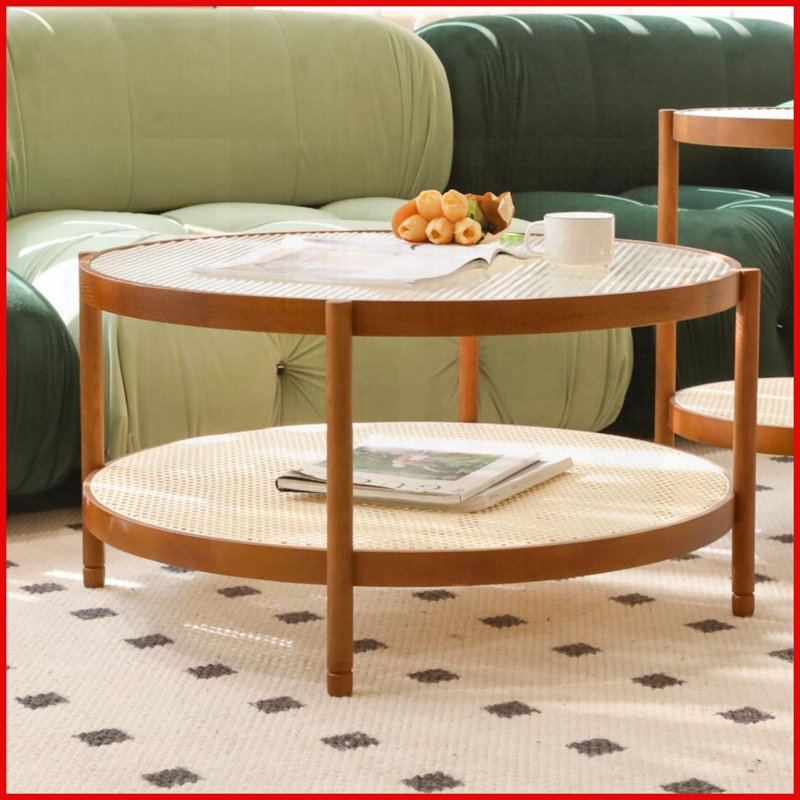 Table basse moderne en bois massif pour le salon, conception gigogne peu encombrante, assemblage facile en 10 minutes