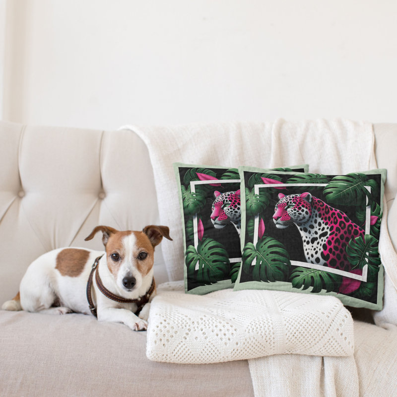 429950_Ambesonne, housse de coussin léopard, ensemble de 2 chats abstraits, jungle sauvage, H 20 po x l 20 po