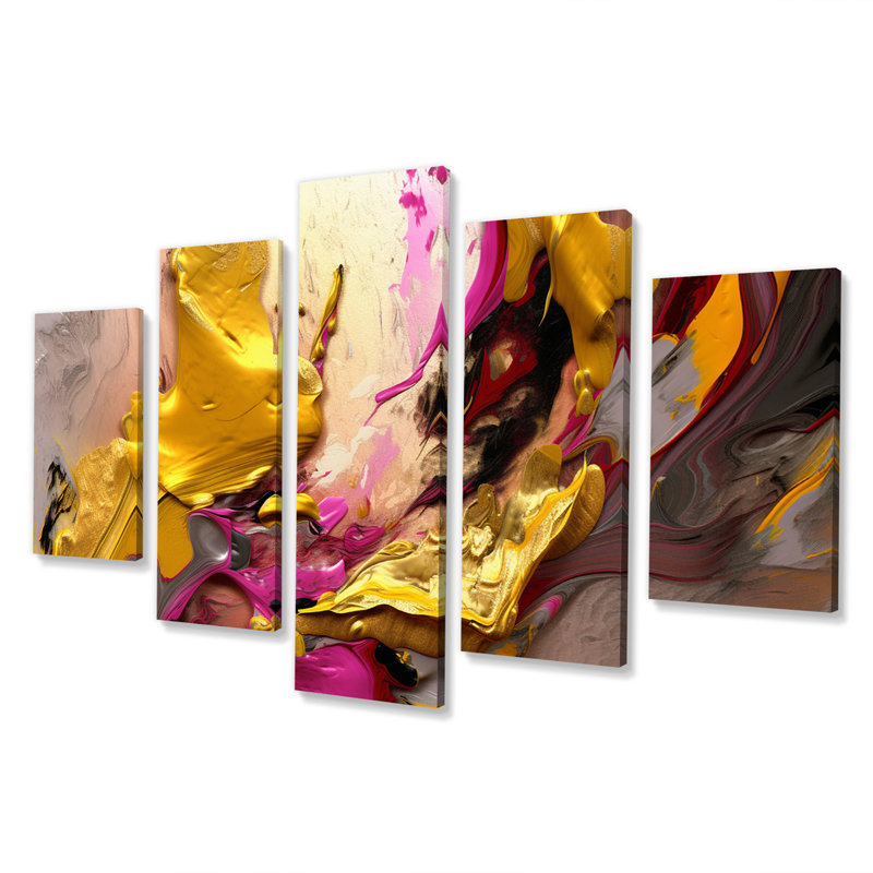 Luscious Interlude Of Divine Secrets Abstract IV - Impression sur toile abstraite - 5 panneaux