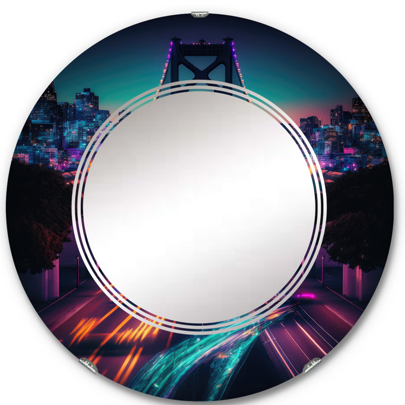 Miroir mural Osazuwa Futuristic San Francisco Neon I - City, 24 po x 24 po