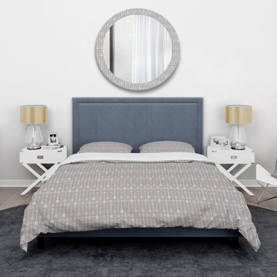 Ensemble de housse de couette bohémien rose et gris - microfibre de polyester