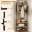 Corner Coat Rack with 3-Tier Storage Shelves and 12 Hooks, Freestanding Hall Tree for Entryway, Bedroom, or Living Room-605209553