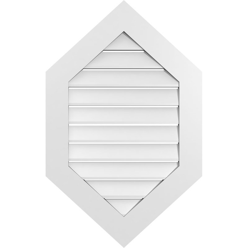 Vertical Peaked Surface Mount Signature Urethane Functional Gable Vent 11/12 Pitch, Primed Tan, 1" H x 24" W x 38" L
