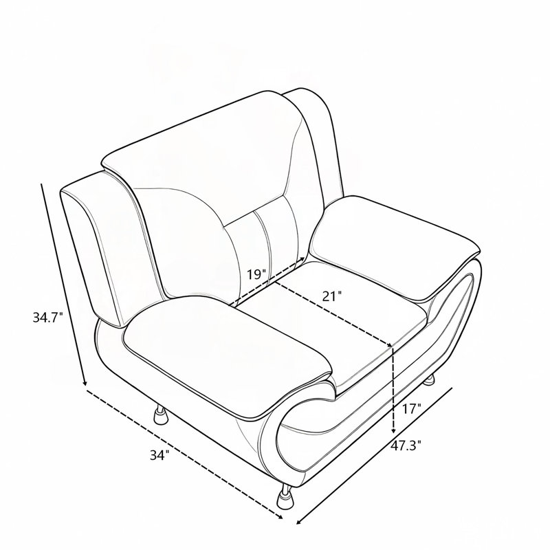 Ensemble de canapé 3 pièces avec accoudoirs rembourrés et pieds en acier inoxydable