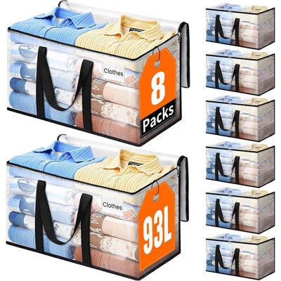 Sacs de transport et de rangement robustes avec fermetures à glissière et poignées renforcées, sacs d'emballage résistants à l'eau pour l'organisation à la maison, le déplacement et le voyage, paquet de 8