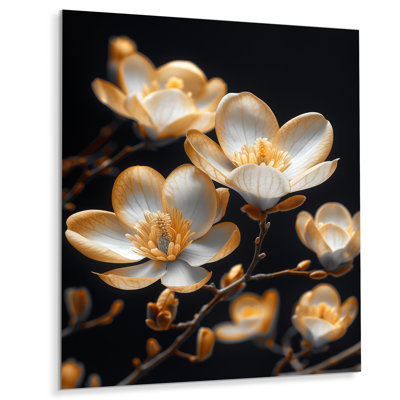 Magnolias de luxe lumineux blanc doré photo - salon d'art mural Magnolias
