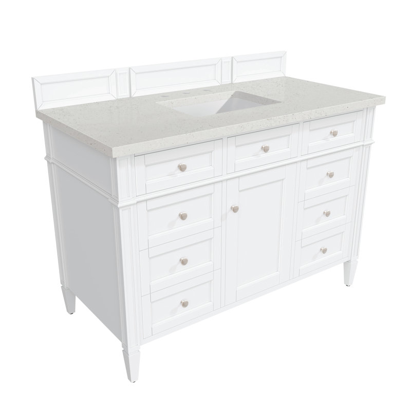 Brittany 48'' W Single Vanity, Bright White, Ethereal Noctis, 8" Widespread