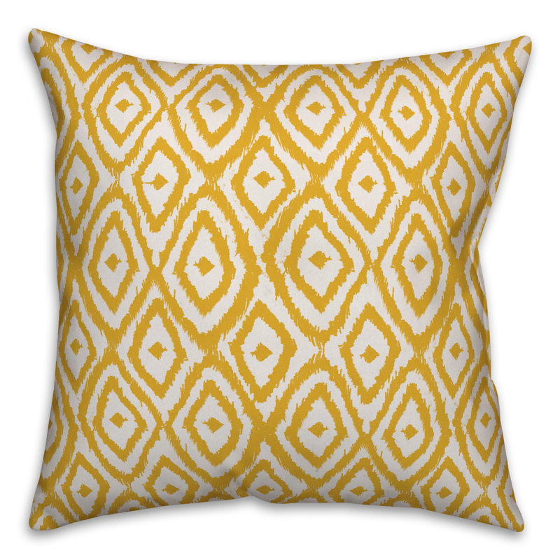 Geometric Throw Pillow, White/Yellow, 18" x 18"
