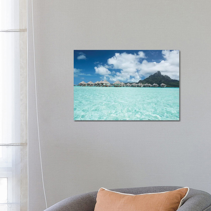 Bungalows On The Beach, Bora Bora, Society Islands, French Polynesia III by Panoramic Images - Wrapped Canvas Print