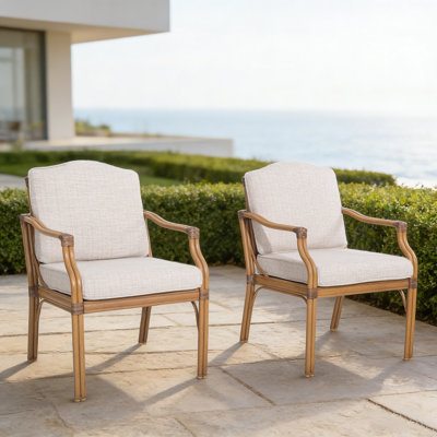 Arcadia Patio Aluminum Dining Chairs With Cushions