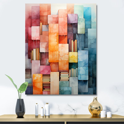 Décoration murale colorée minimaliste cubique - Collages abstraits