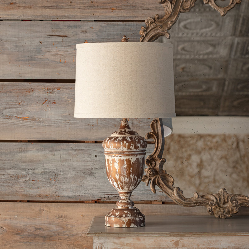 27.5" Resin Table Lamp With Oat Shade