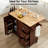 Rolling Kitchen Island With Ample Drawer Space And Foldable Countertop, Brown Open Spice Rack 2 Brake Wheels,-905711696