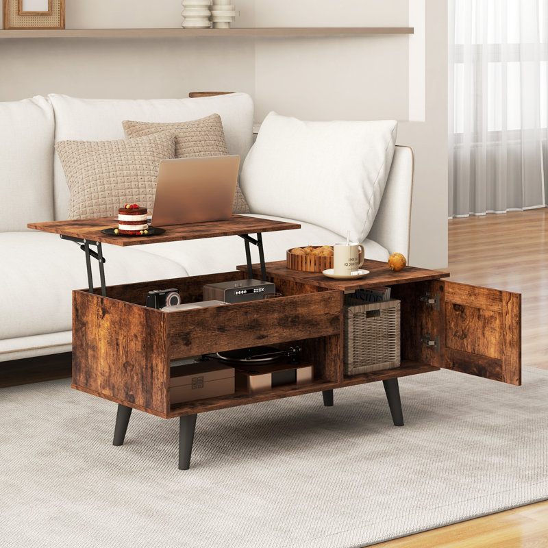 Lift Top Coffee Table with Storage, Brown
